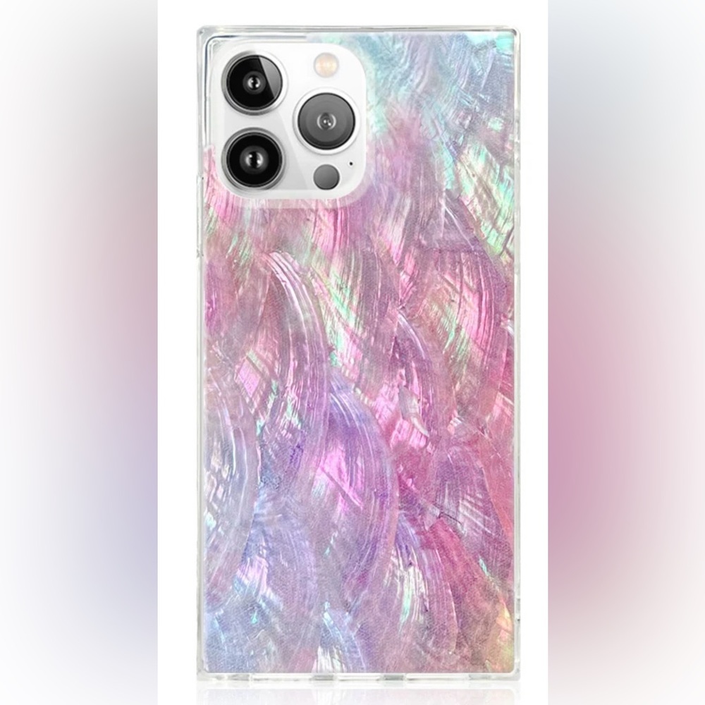 Flaunt Square Pink Mother of Pearl 14 Pro Max IPhone Case